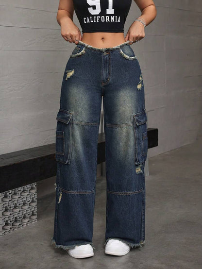 Hadia Ripped Cargo Jeans