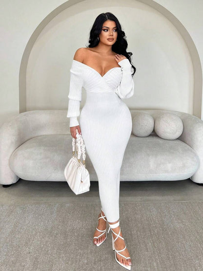 Radiant Eve Off-Shoulder Dress