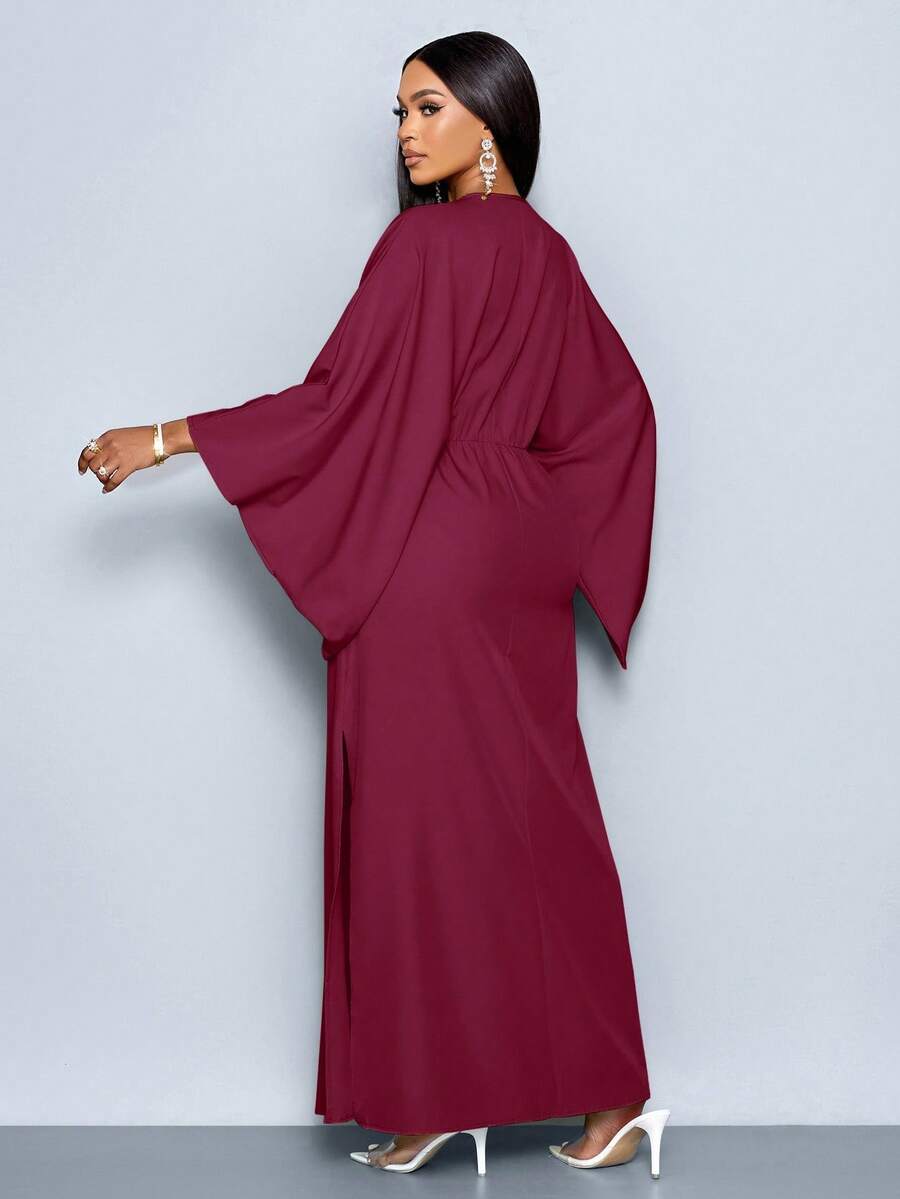 SOLERSUN Women's Deep V-Neck Flare Sleeve Dress Maxi Women Outfit